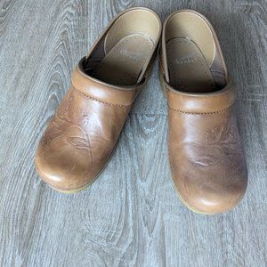 Honey Dansko Professionals  - Single flower tooled leather. Limited edition.